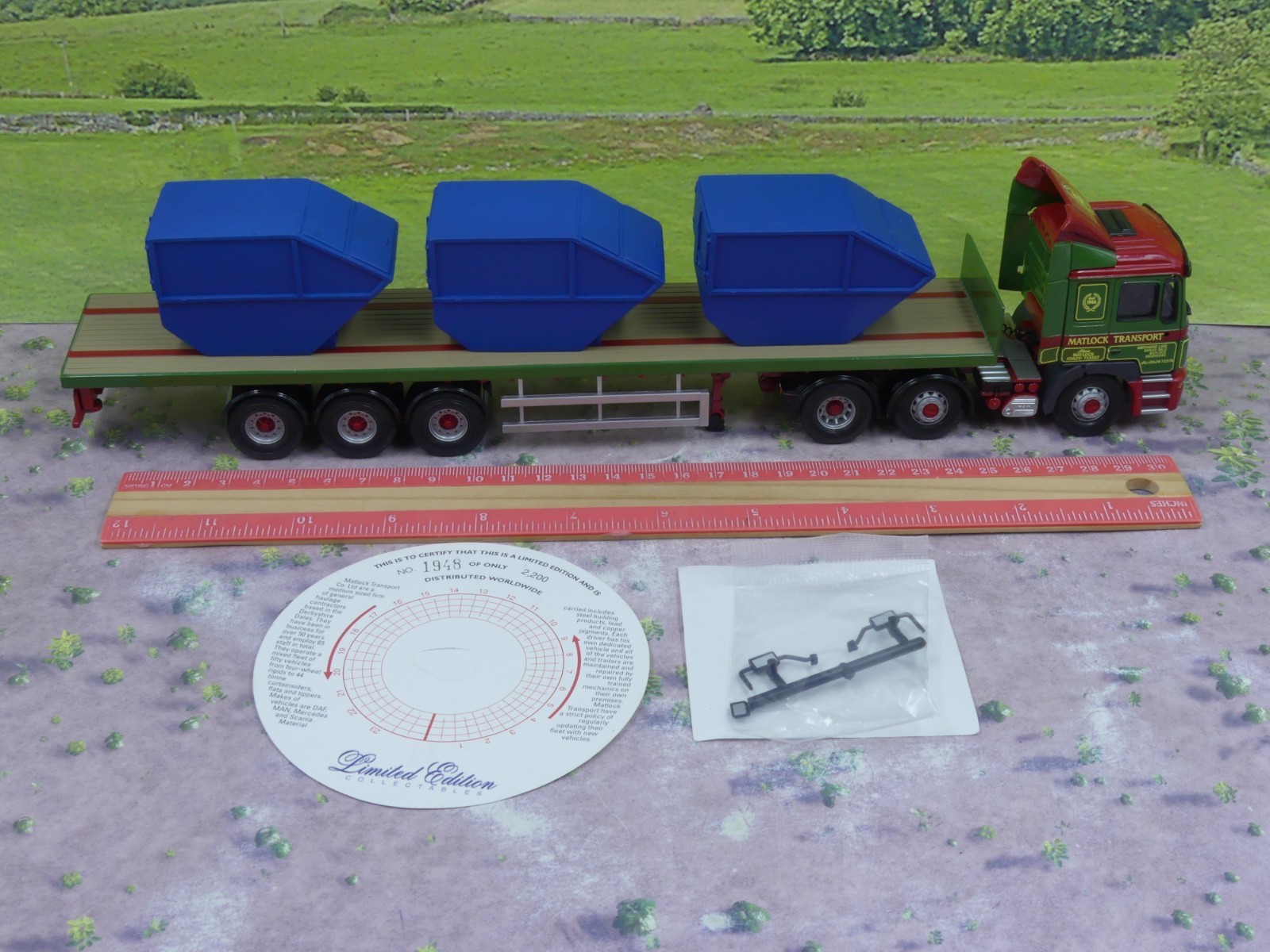 Corgi CC12013 MAN Flatbed & Skips – Matlock Transport – 1:50 scale mint boxed