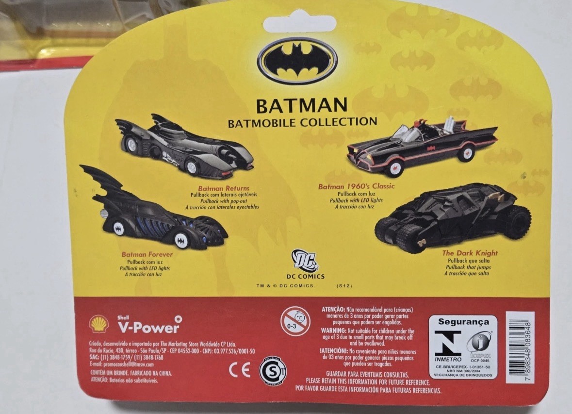 Batman Batmobile Plus Shell V-Power Promotional Set of 4 Cars Retired NEW Rare!