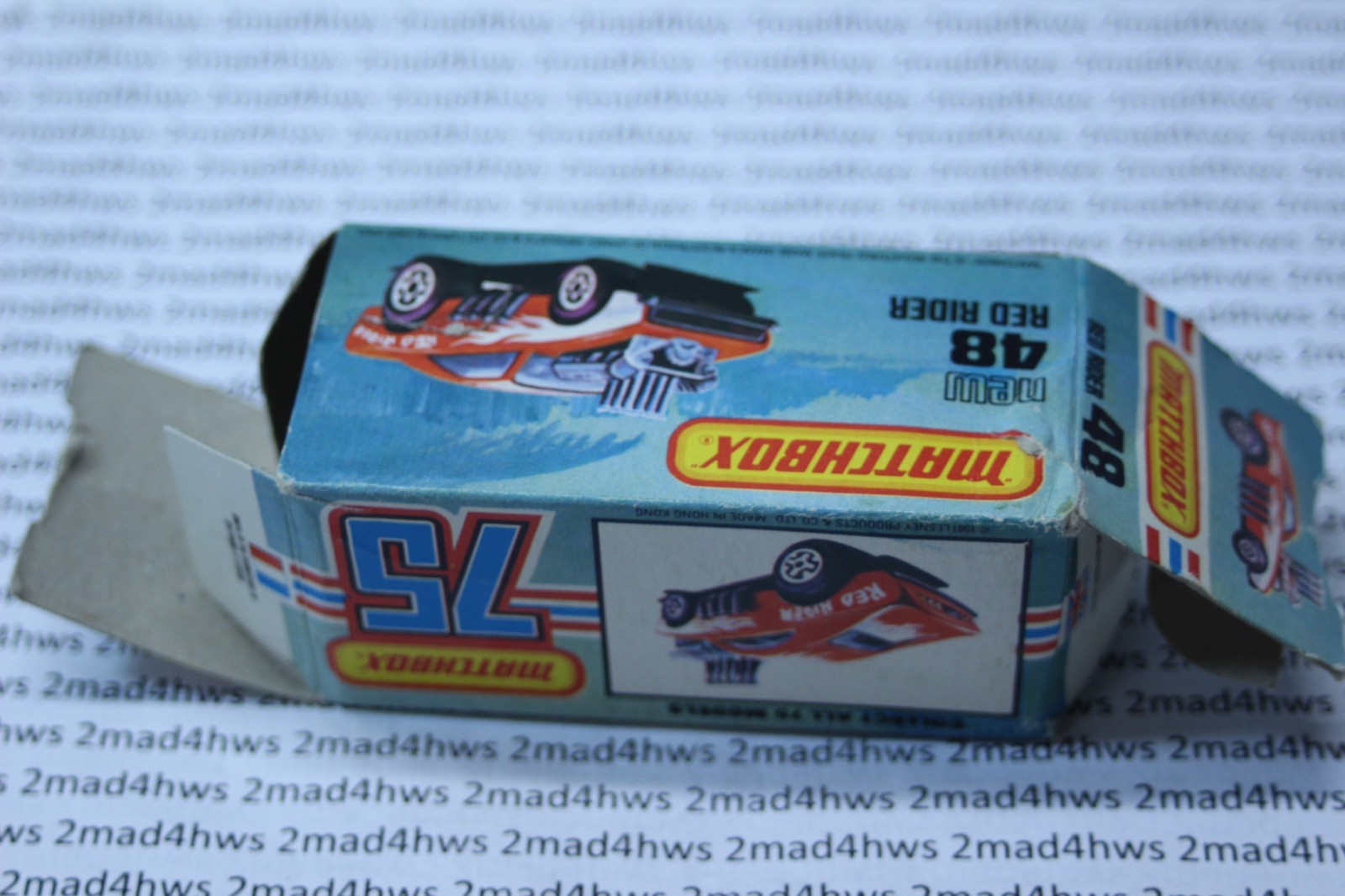 MATCHBOX LESNEY SUPERFAST MB48 RED RIDER- RARE USA PICTURE BOX, BOXED VINTAGE