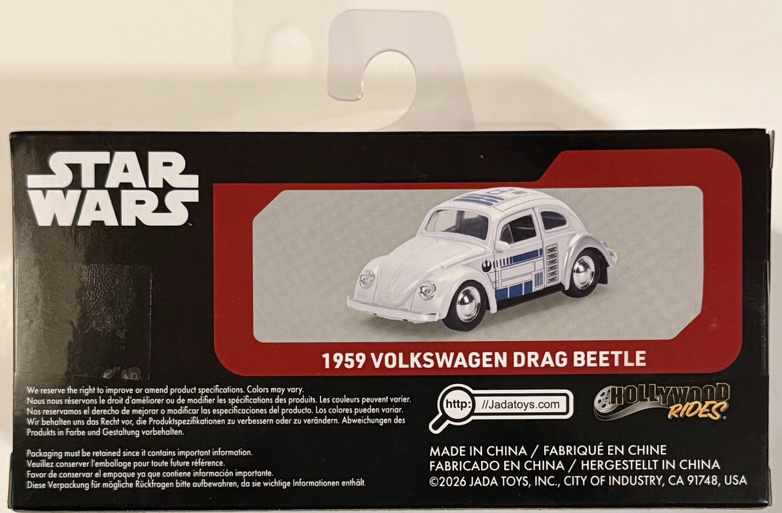 Star Wars R2-D2 1959 Volkswagen Drag Beetle 1:24 Diecast Jada Disney VW Licensed