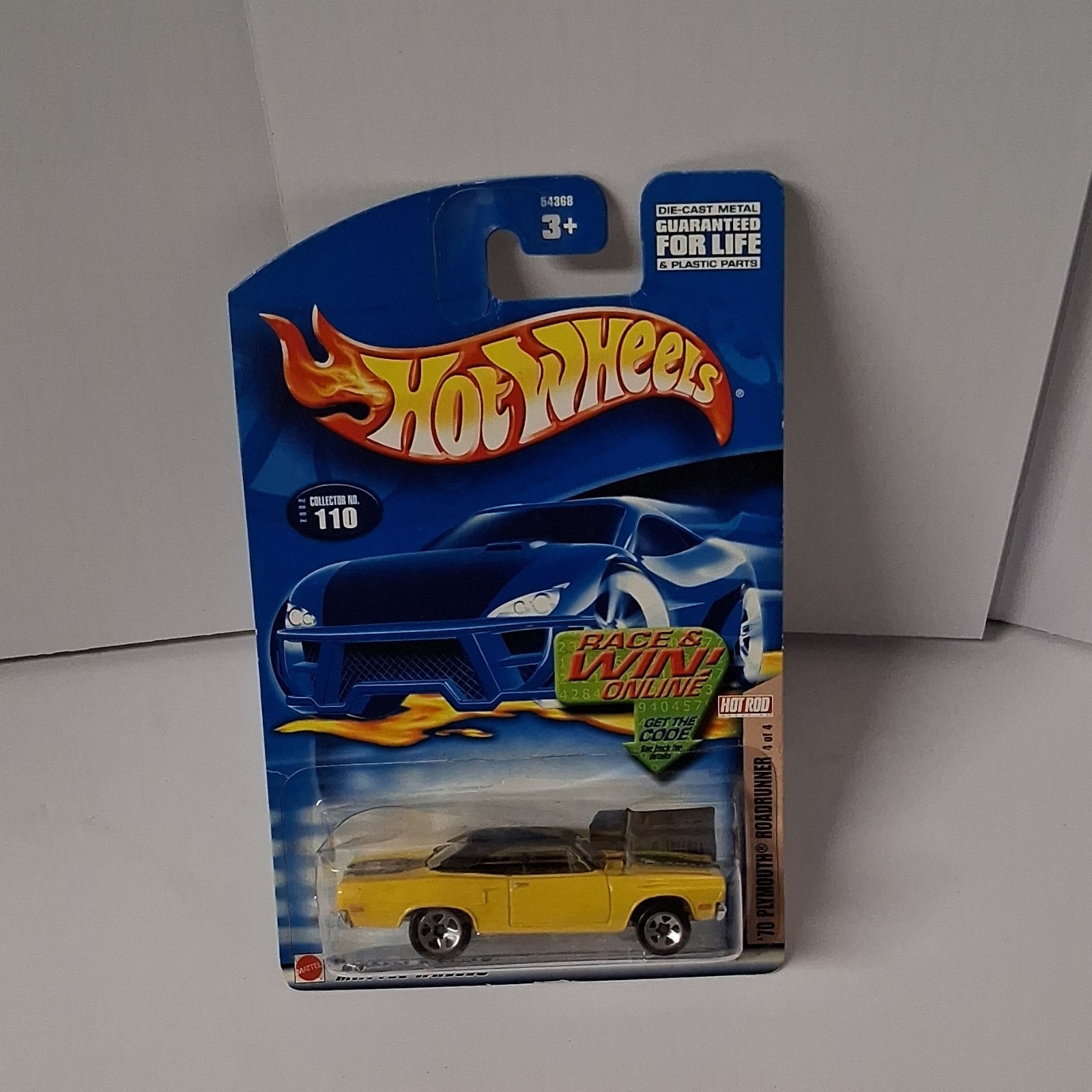 Hot Wheels 1:64 ’70 Plymouth Roadrunner Hot Rod Series Diecast Car Yellow 1970