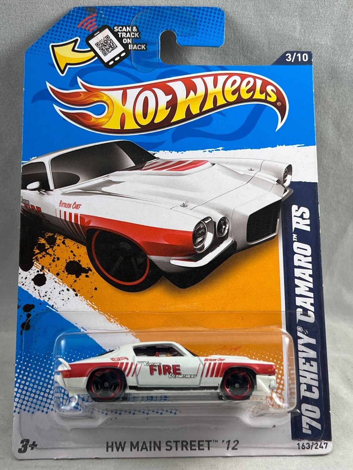 Hot Wheels ’70 Chevy Camaro White 2012 HW Main Street 3/10 163/247