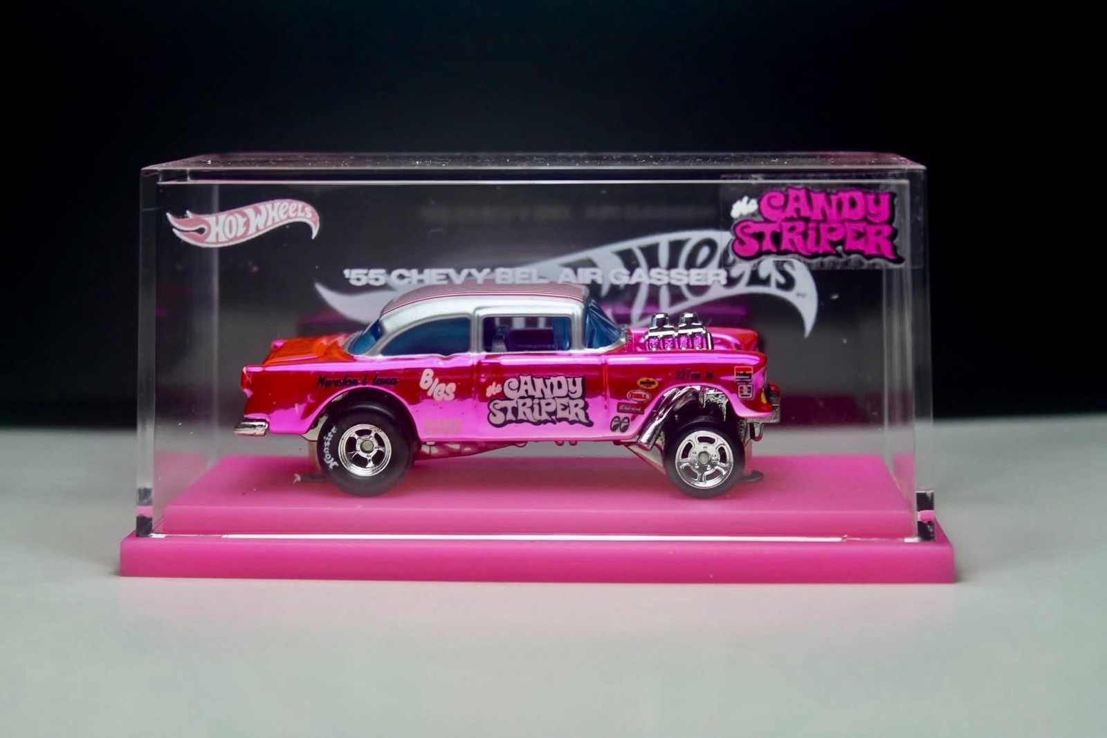 Hot Wheels 55 Chevy Bel Air Gasser Pink Spectraflame Candy CUSTOM Replica