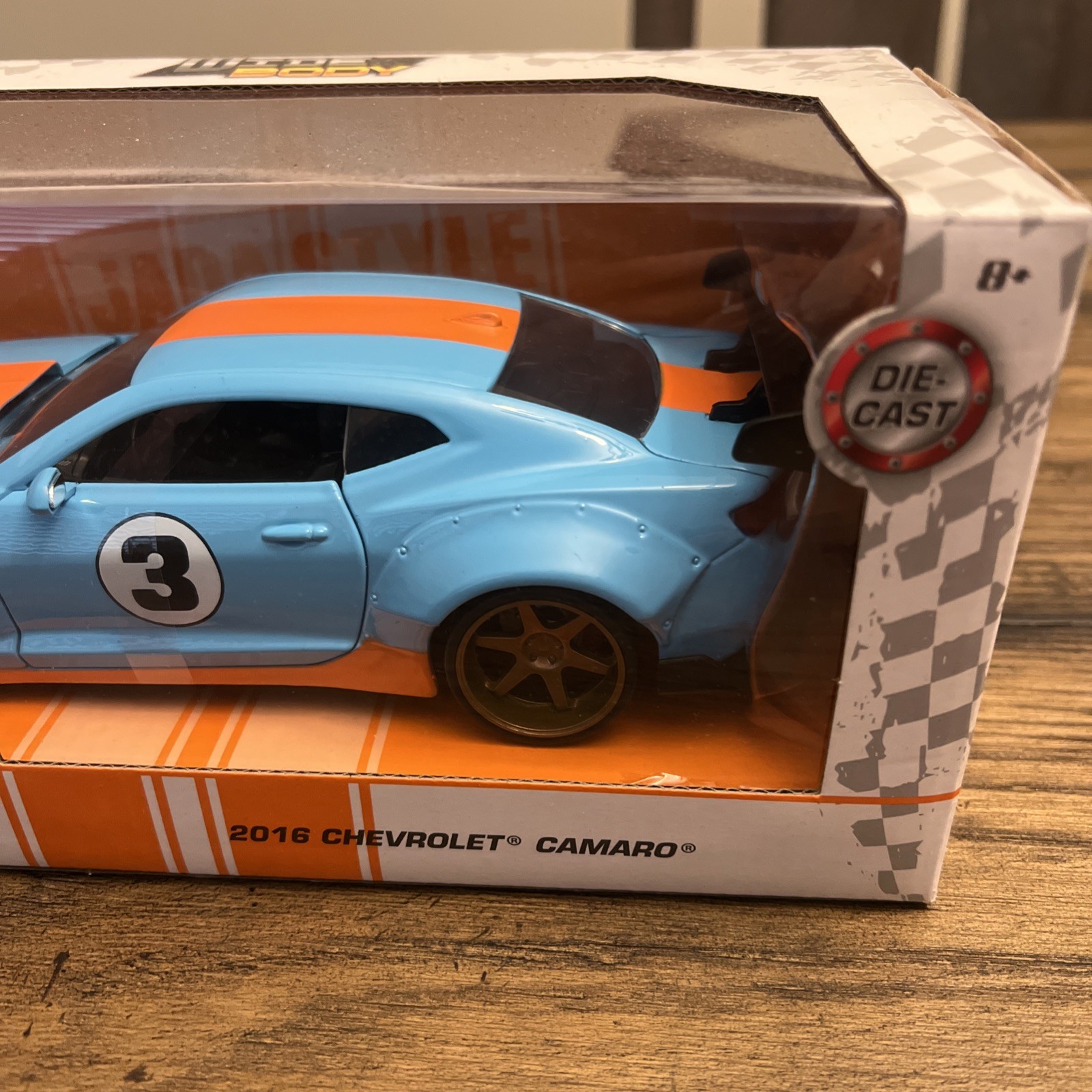 JADA BIGTIME MUSCLE 2016 CHEVROLET CAMARO WIDEBODY 1/24 GULF #3 LIGHT BLUE 35209