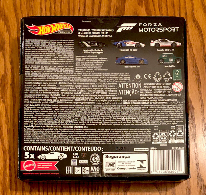 HOT WHEELS FORZA MOTORSPORT SET OF 5 CAR PACK FACTORY SEALED COLLECTORS BOX