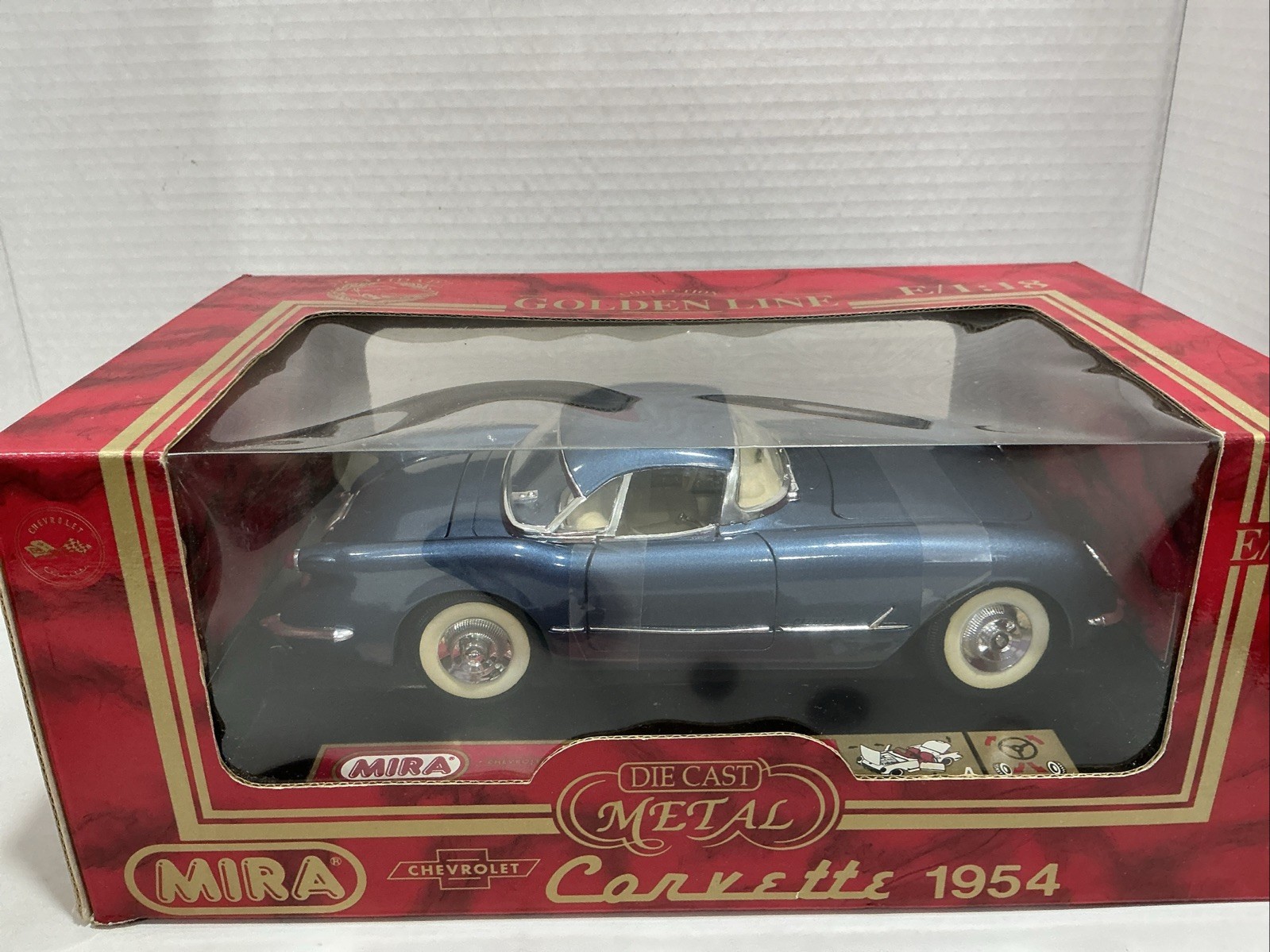 Mira Golden Line 1954 Chevrolet Corvette Diecast Car – Blue- 1:18 Scale