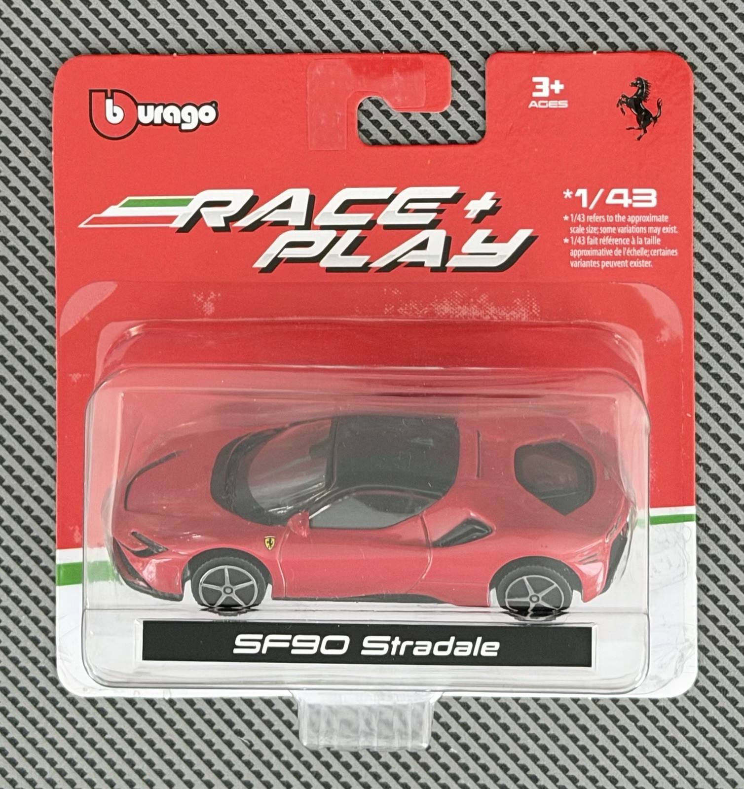 2023 Bburago 1/43 Race & Play Ferrari SF90 Stradale Rosso Corsa Red Diecast NIP