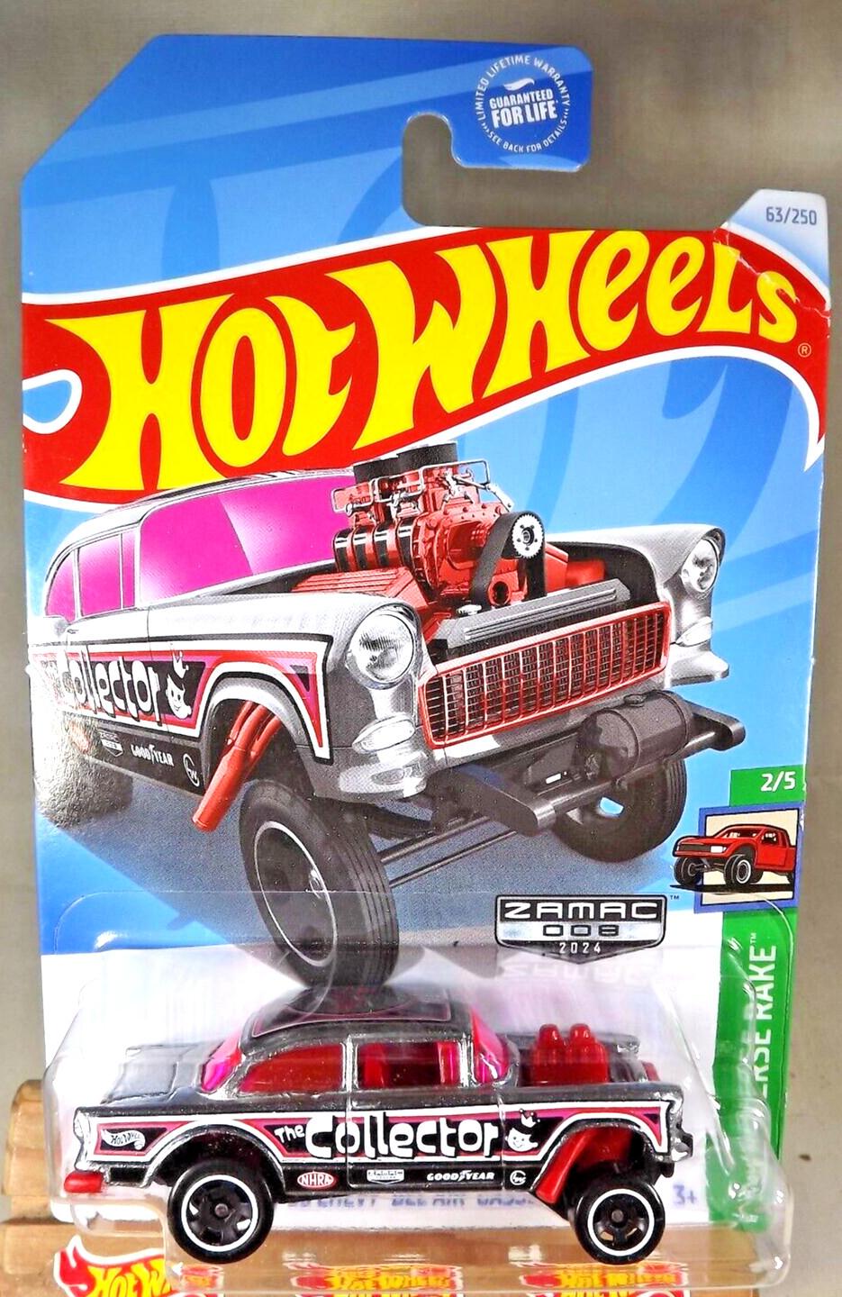 2024 Hot Wheels Walmart #8 Zamac #63 HW Reverse Rake 2/5 55 CHEVY BEL AIR GASSER