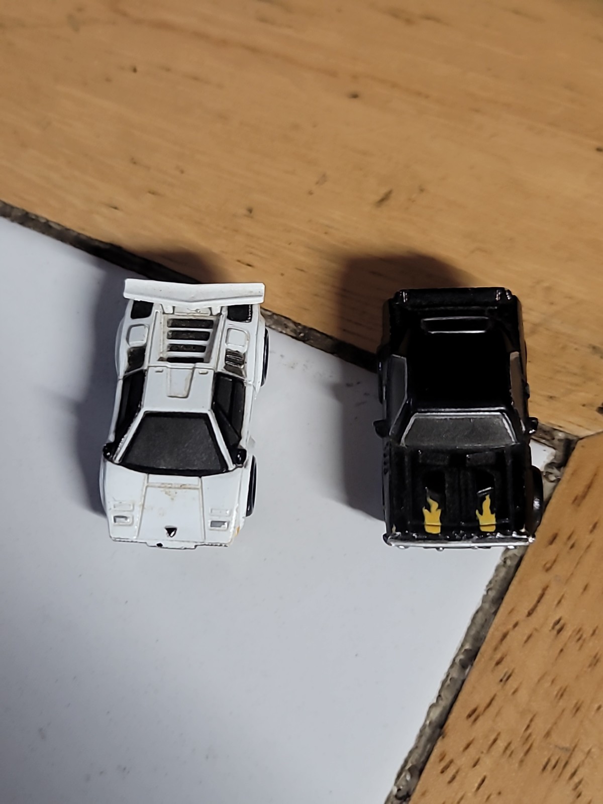 Micro Machine Plymouth Barracuda in Black(rare) And White Lamborghini