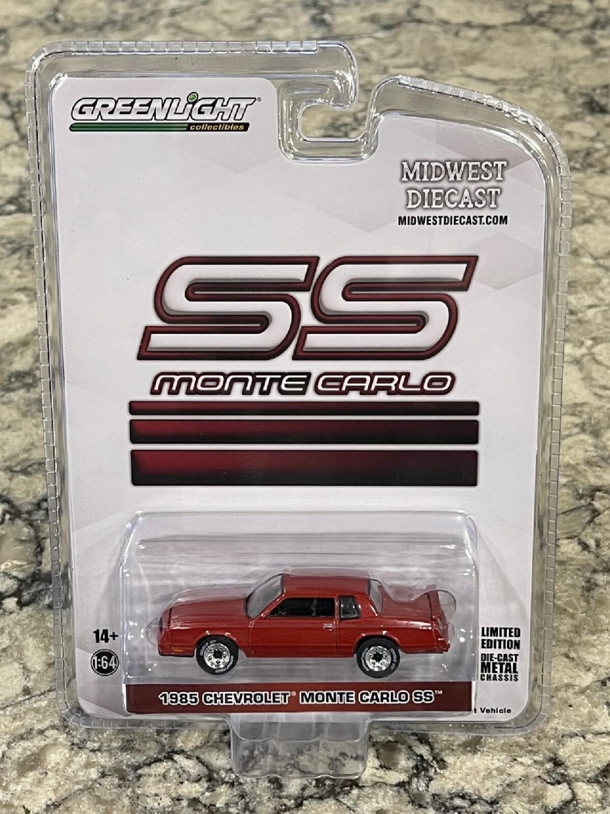 Greenlight 1985 Chevy Monte Carlo SS Burgundy Candy Apple Red 1/64 Exclusive
