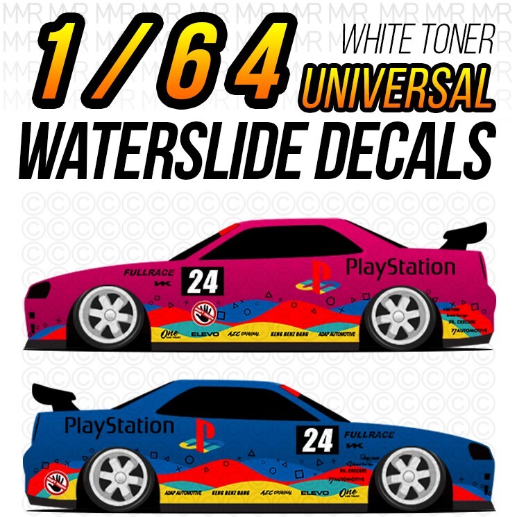 1/64 Scale PLAYSTATION XBOX White Toner Universal WaterSlide Decals Hot Wheel