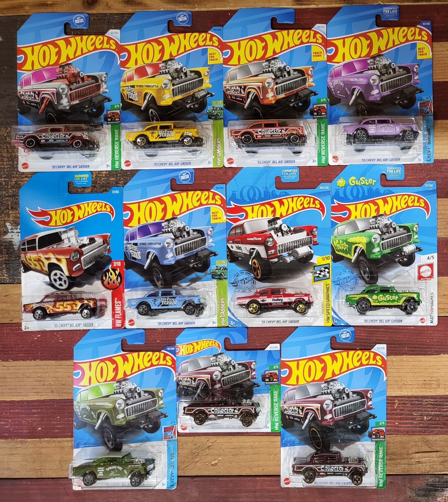 Hot Wheels ’55 Chevy Bel Air Gasser Lot Of 11. Zamac, Collector, Tri Five…