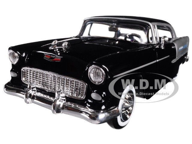 1955 CHEVROLET BEL AIR BLACK & SILVER 1/24 DIECAST MODEL CAR BY MOTORMAX 73229