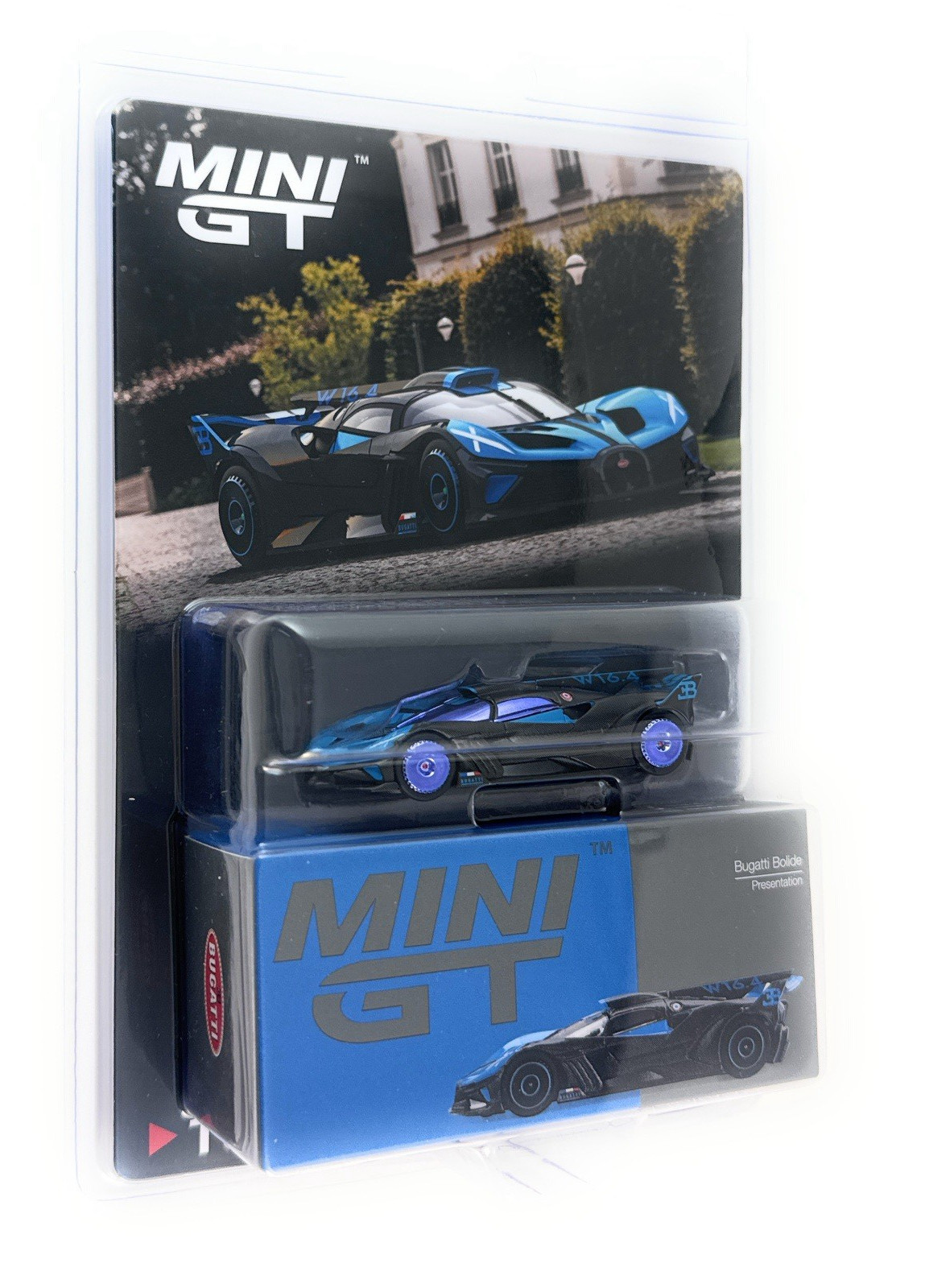 chase! Mini GT 1:64 Bugatti Bolide W16.4 Black & Blue Diecast Model Car MGT01063