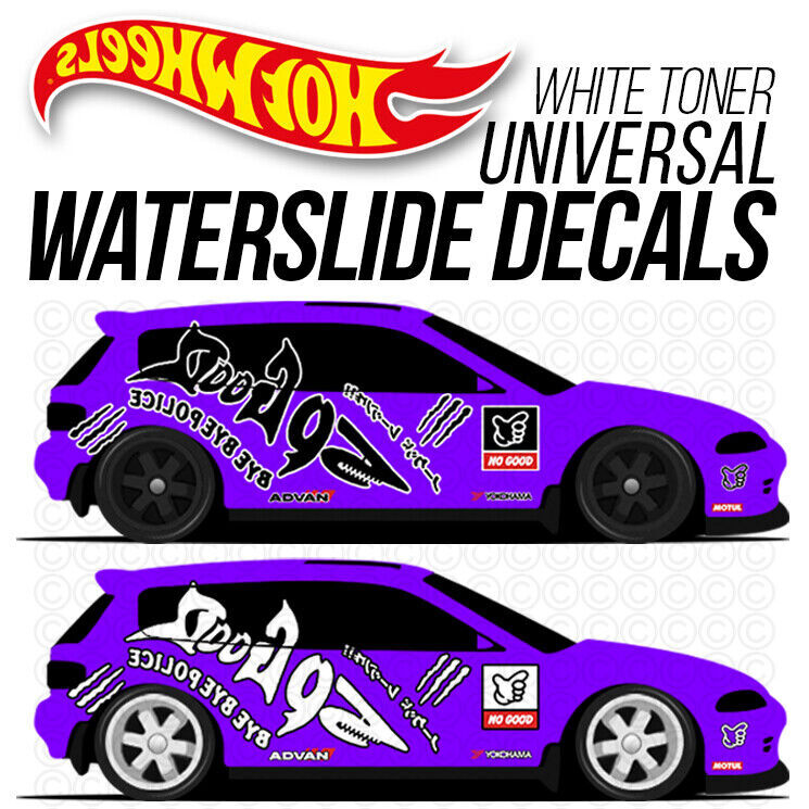 1/64 NO GOOD RACING SHARK Custom White Toner WaterSlide Decal for Hot Wheels