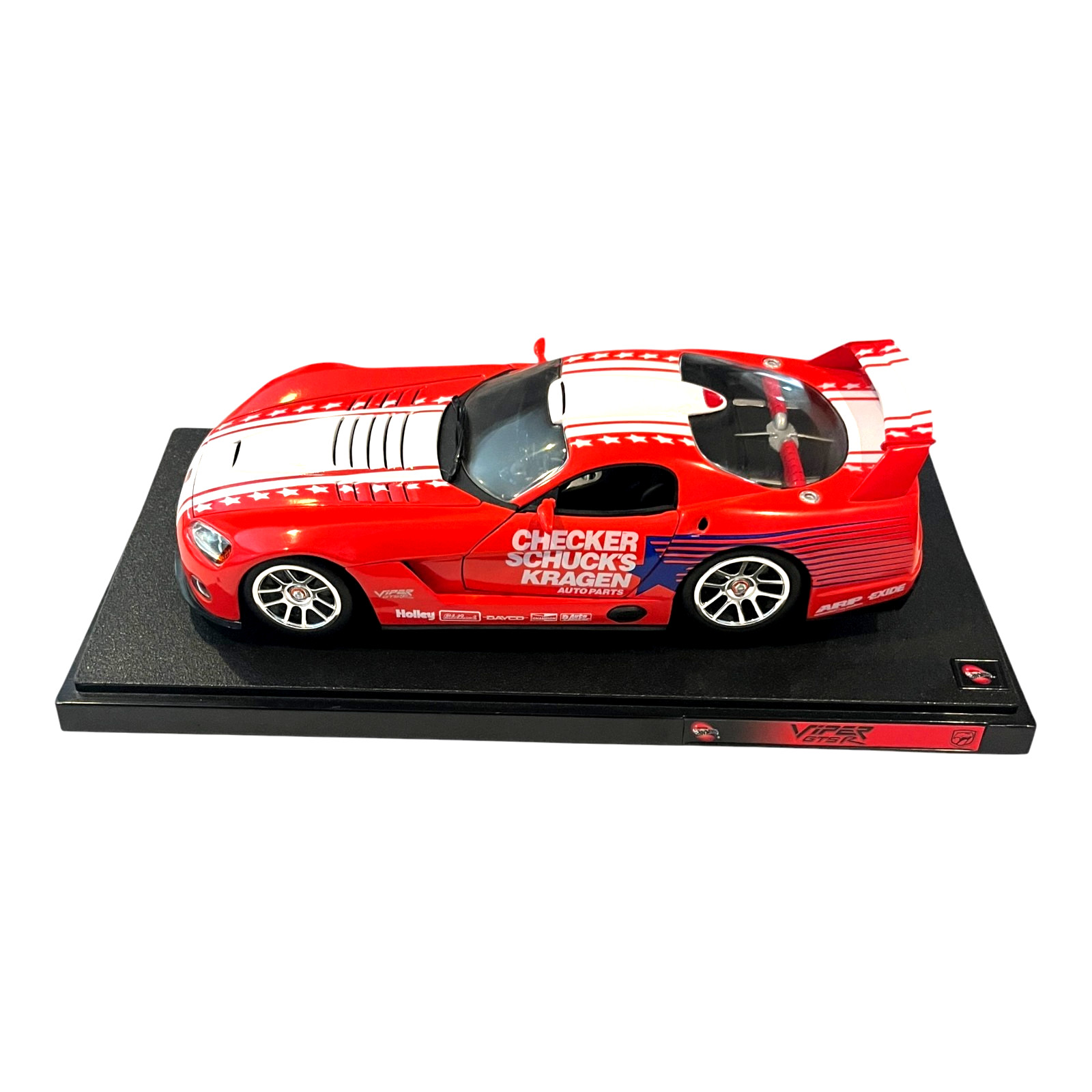 Dodge Viper GTS-R Checker Schuck’s Kragen Die Cast Car 1:18 with Stand