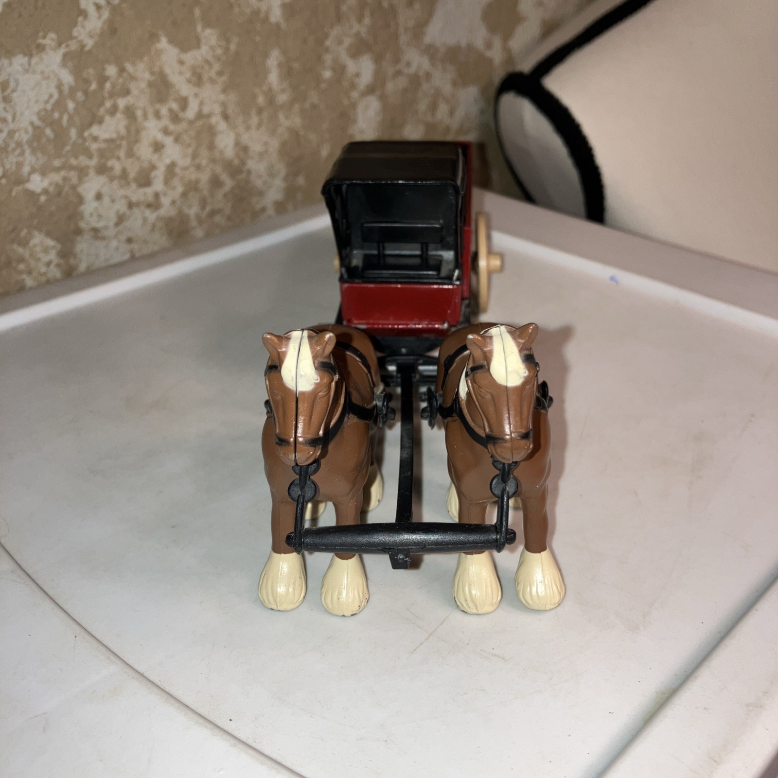 Ertl Die Cast Metal Gray and Barton Horse and Plastic Wagon Toy Delivery Vintage