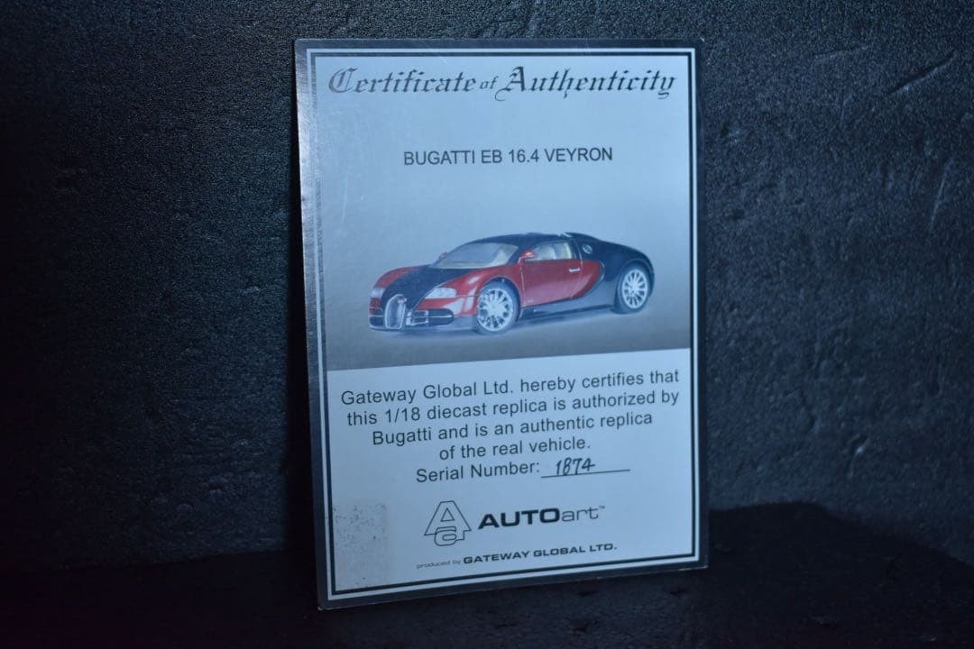 AUTOart 1/18 Bugatti Veyron EB 16.4 Full Detail Movable Rear Wing Diecast Mint