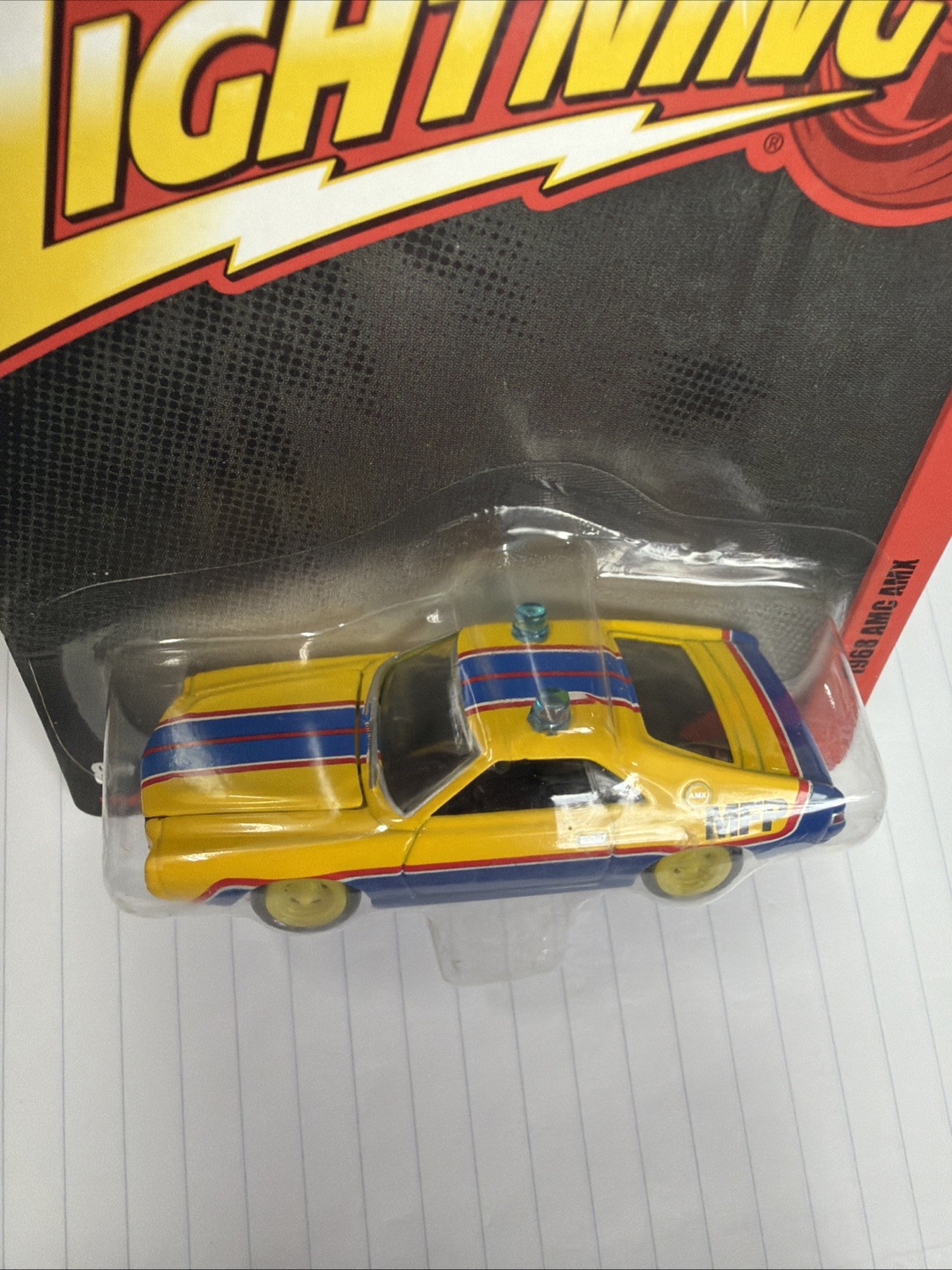 UH 2011 Johnny Lightning 1968 AMC AMX in Blue and Yellow ‘MFP’ Mad Max Sealed