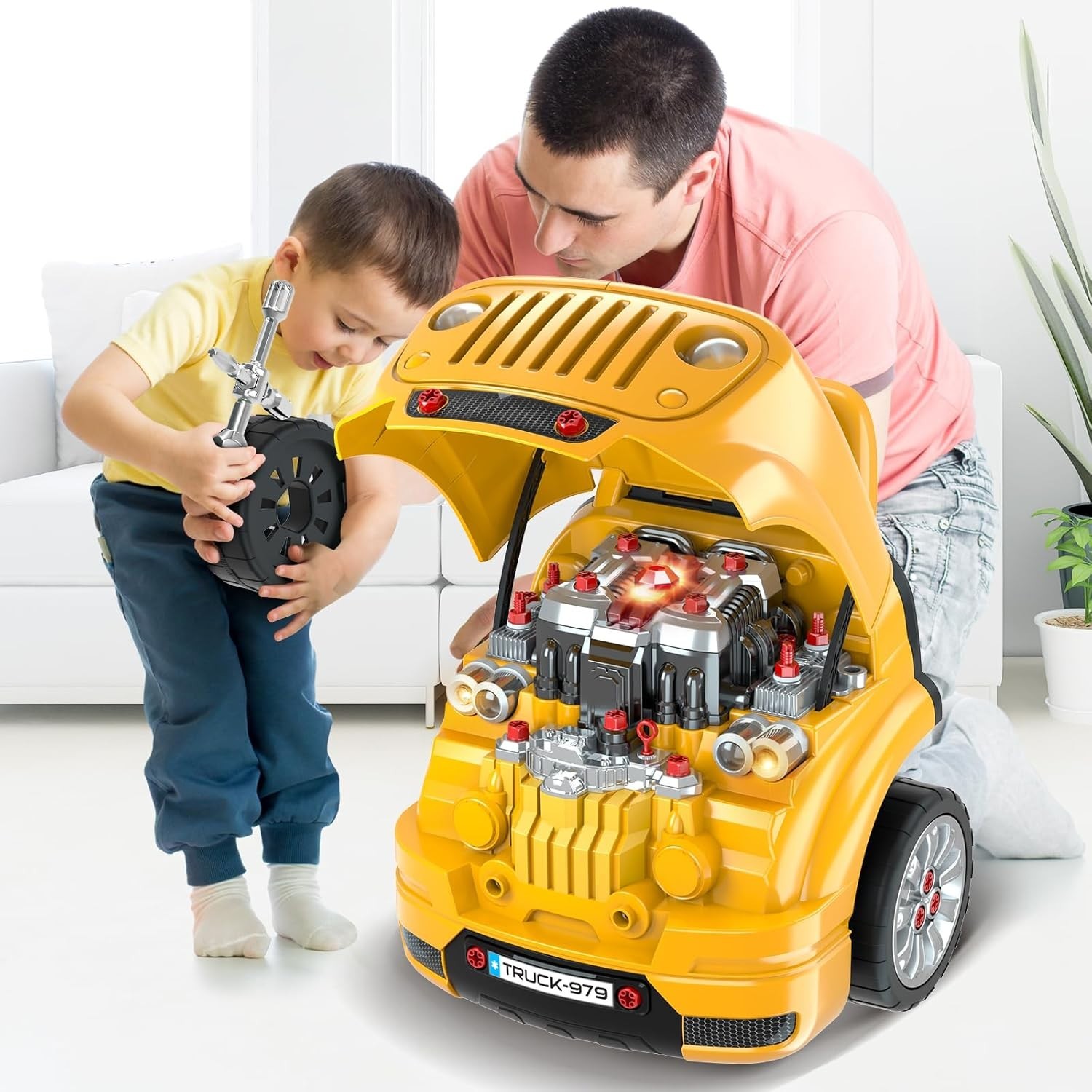 Toys Gifts for 3 4 5 6 7 8 Years Old Boys, Large Truck Engine, Mechanic Repai…