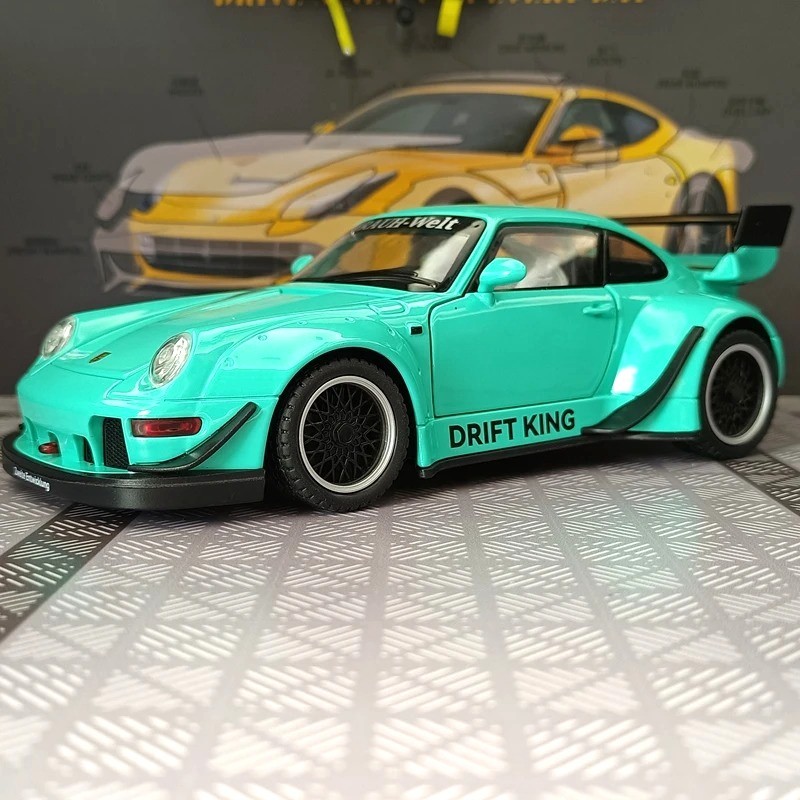 1:22 Porsche RWB 993 Targa 911 Diecast Model Car – Sound Light Pull-Back Toy