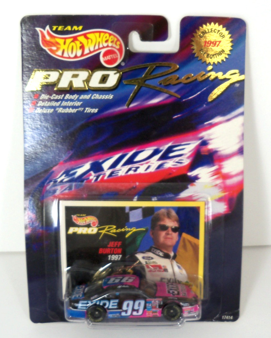 1997 Hot Wheels Pro Racing #99 Jeff Burton Ford Thunderbird 1:64 Exide Batteries