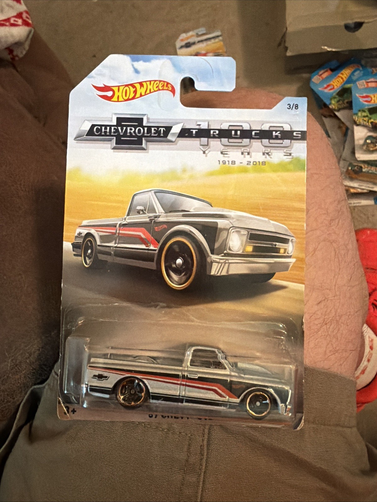 Hot Wheels ~ 100 years Chevrolet Trucks ~ ’67 Chevy C10 ~ Silver ~ 3/8 ~ NIP