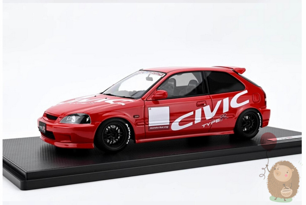 IG 1/18 Honda CIVIC EK9 Type R Resin Model Car Diecast Hobby Ornaments Gifts Red