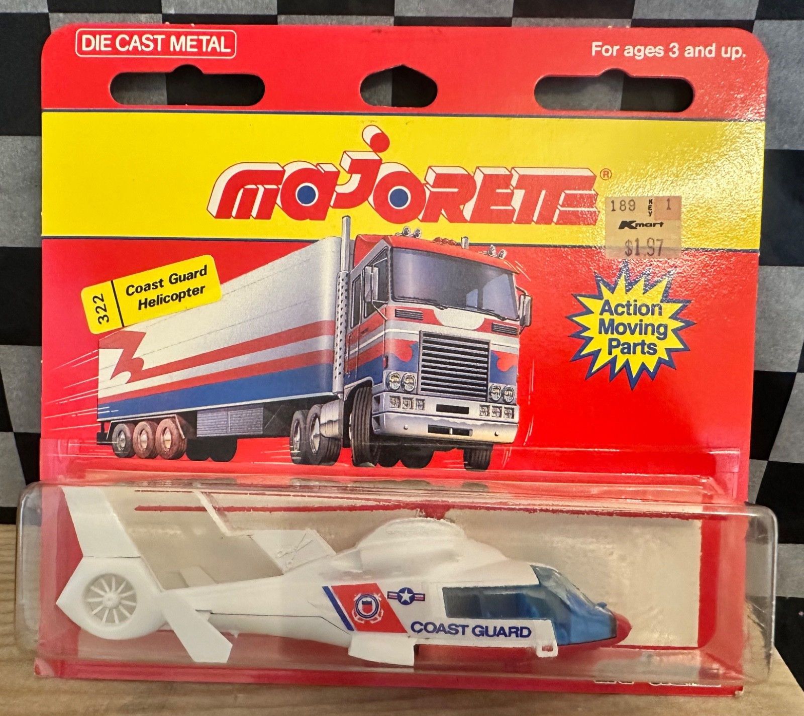 Majorette Coast Guard Helicopter 322 RARE Pre-Prod. White Rotor/Red Blade (1984)