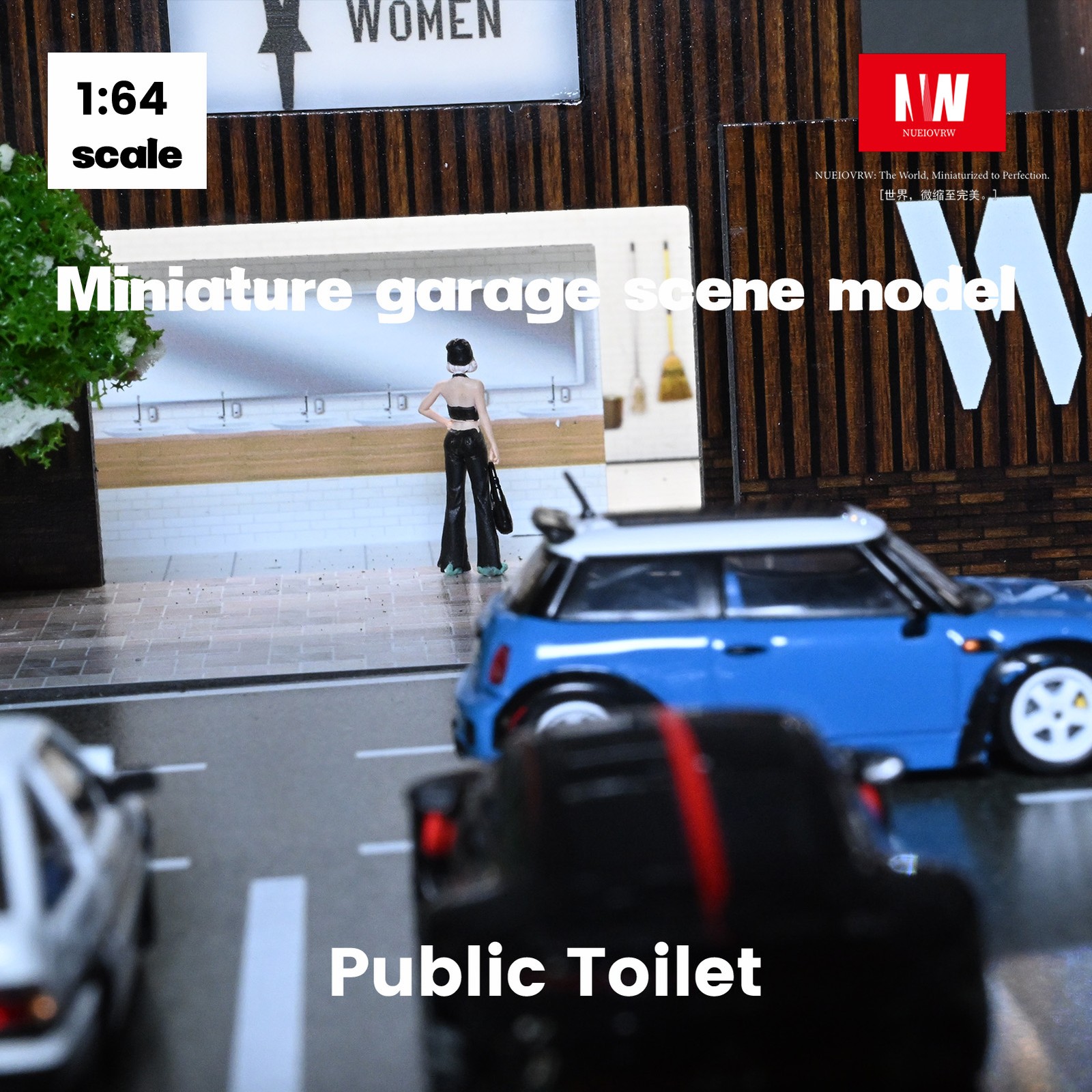 Diorama 1/64 Diecast Car Garage Model LED Street Toilet Building Scene Gifts US