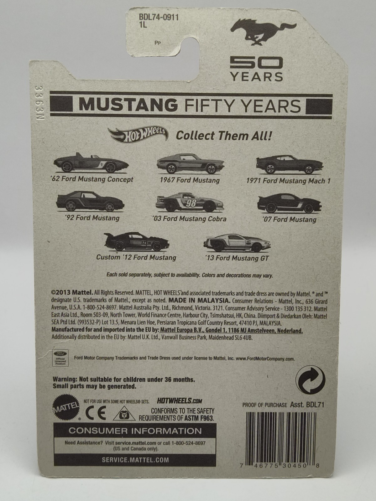 Hot Wheels Red ‘71 Ford Mustang Mach 1 50 Years 3/8 Walmart Exclusive