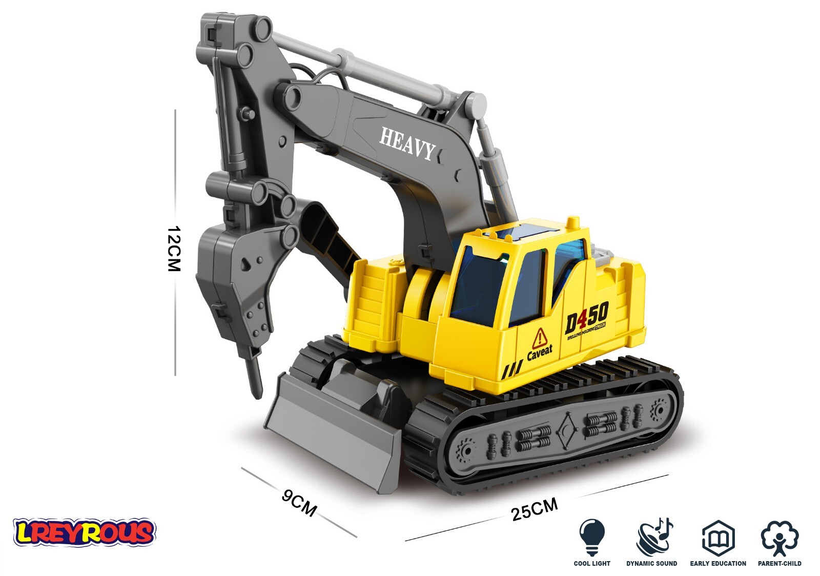 Yellow Drilling Machine Engineering Vehicle Excavator Toys 1:16 Vehicle Mode New