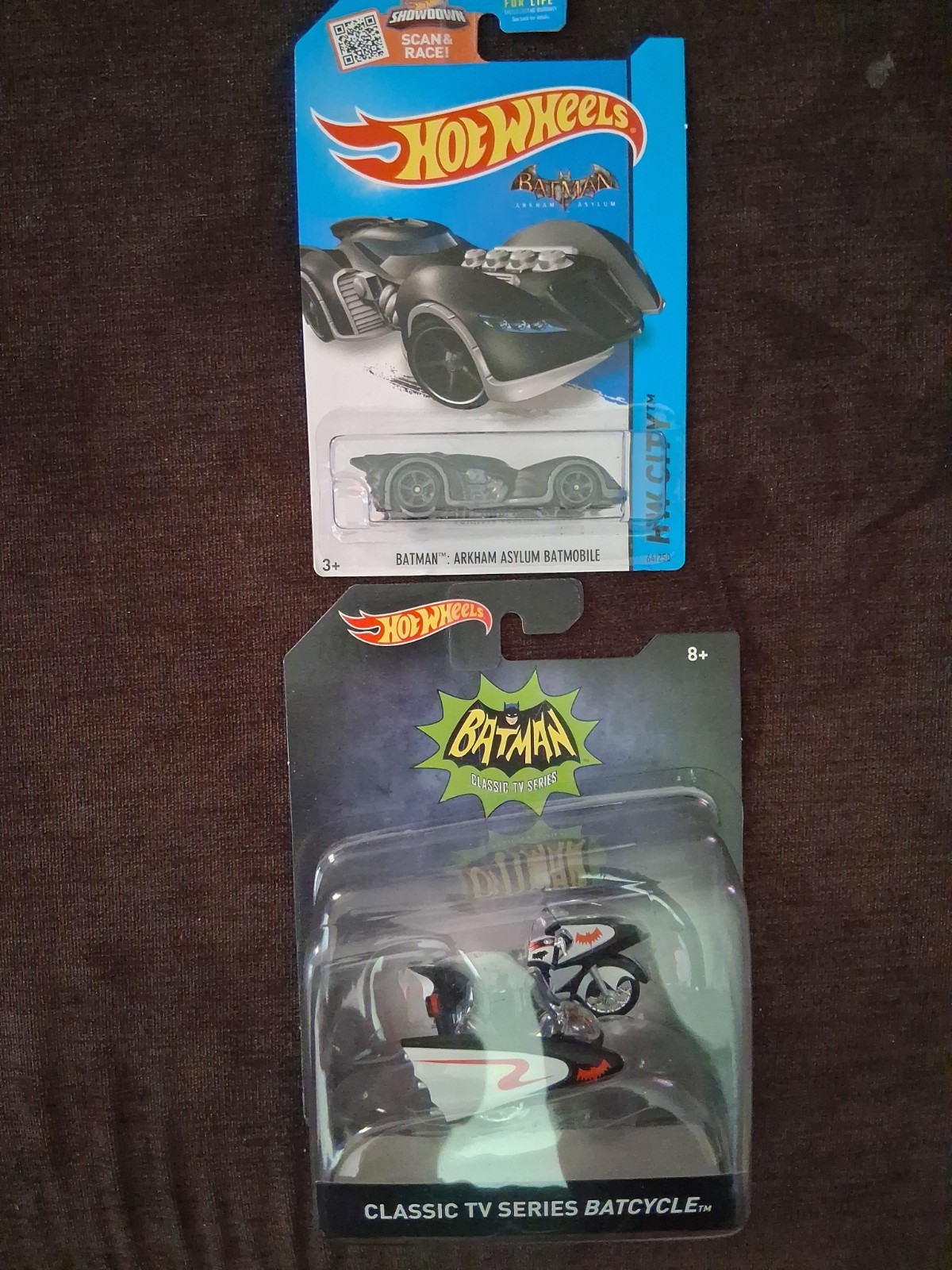 Hotwheels Classic T V Series Batman Batcycle 2015 W/ 2013 Arkham Batmobile Lot