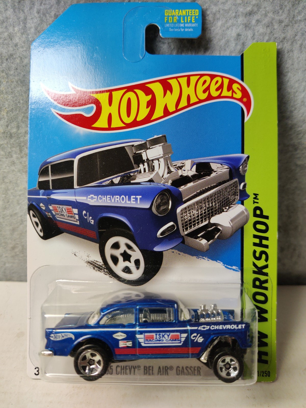 Hot Wheels 2014 HW Workshop Blue ‘55 CHEVY BEL AIR GASSER Collector #241/250