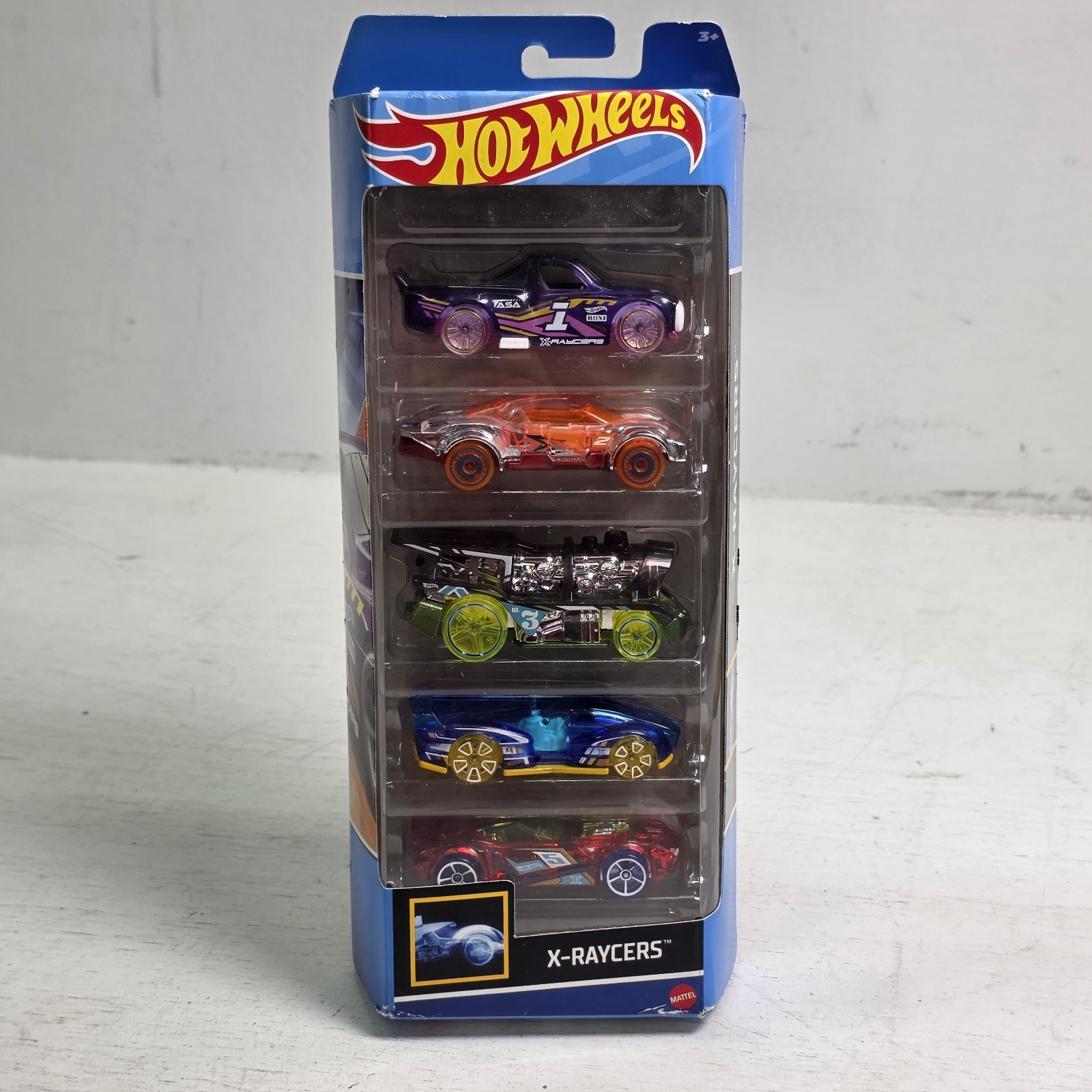 Hot Wheels 5-Pack X-Raycers Neon Wheel Race Cars Clear Vehicle Car New Sealed