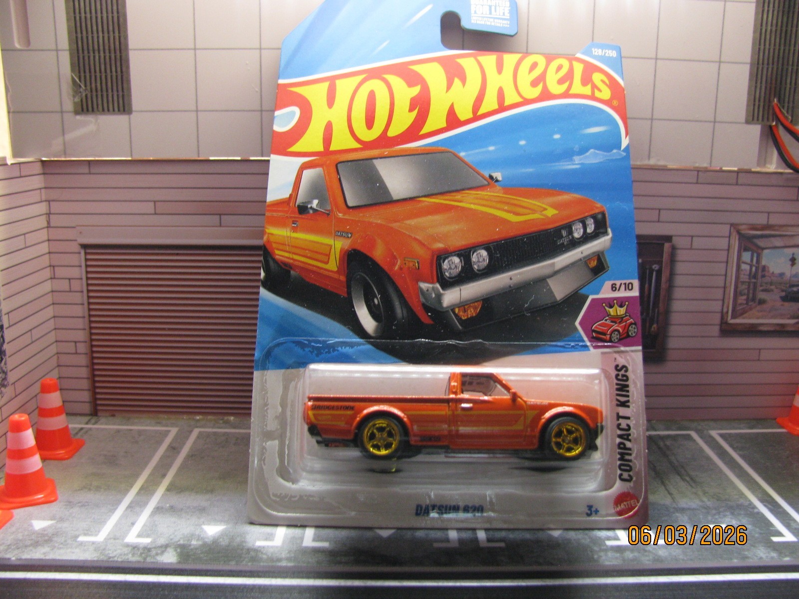 2026 Hot Wheels Orange Compact Kings Datsun 620, w/Real Riders Wheel Swap