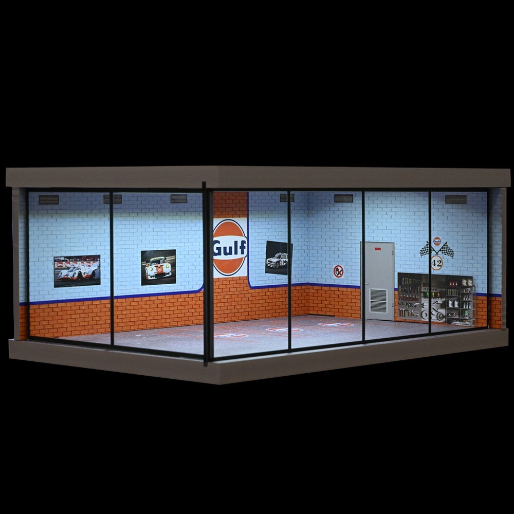 Diorama 1/64 Car Garage Model Lights City Car Showroom Scene Display Model Gifts