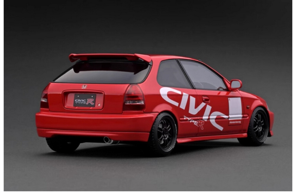 IG 1/18 Honda CIVIC EK9 Type R Resin Model Car Diecast Hobby Ornaments Gifts Red