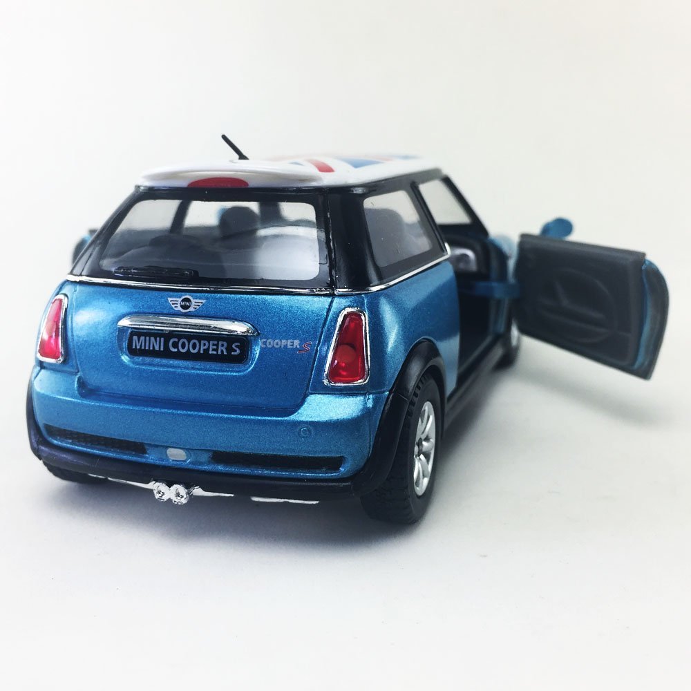New 5″ Kinsmart Mini Cooper S British Flag Diecast Model Toy 1:28 Blue