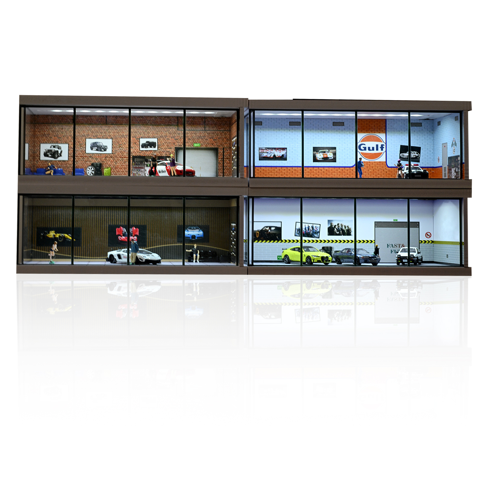 Diorama 1/64 Car Garage Model City LED Lighting Car Showroom Display Model Gifts