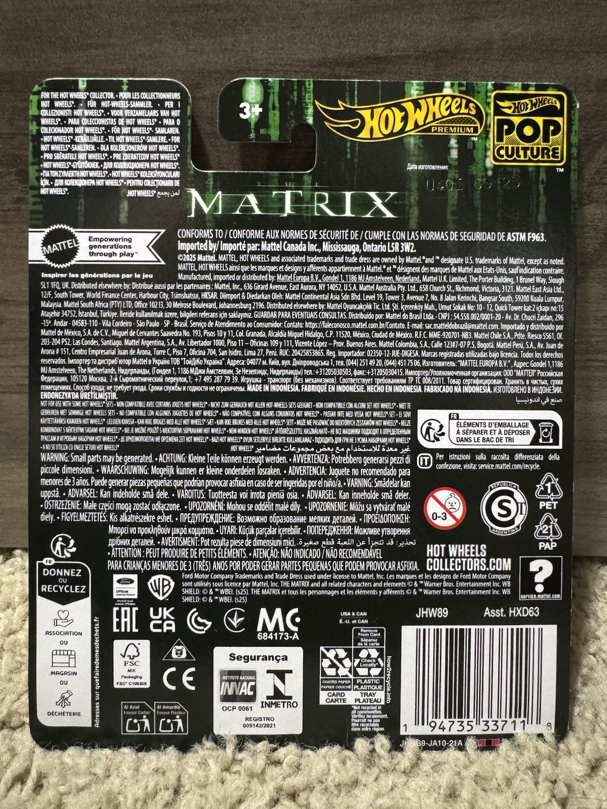 1 64 Hot Wheels Premium 2025 Pop Culture JHW89 MATRIX Lincoln Continental Black