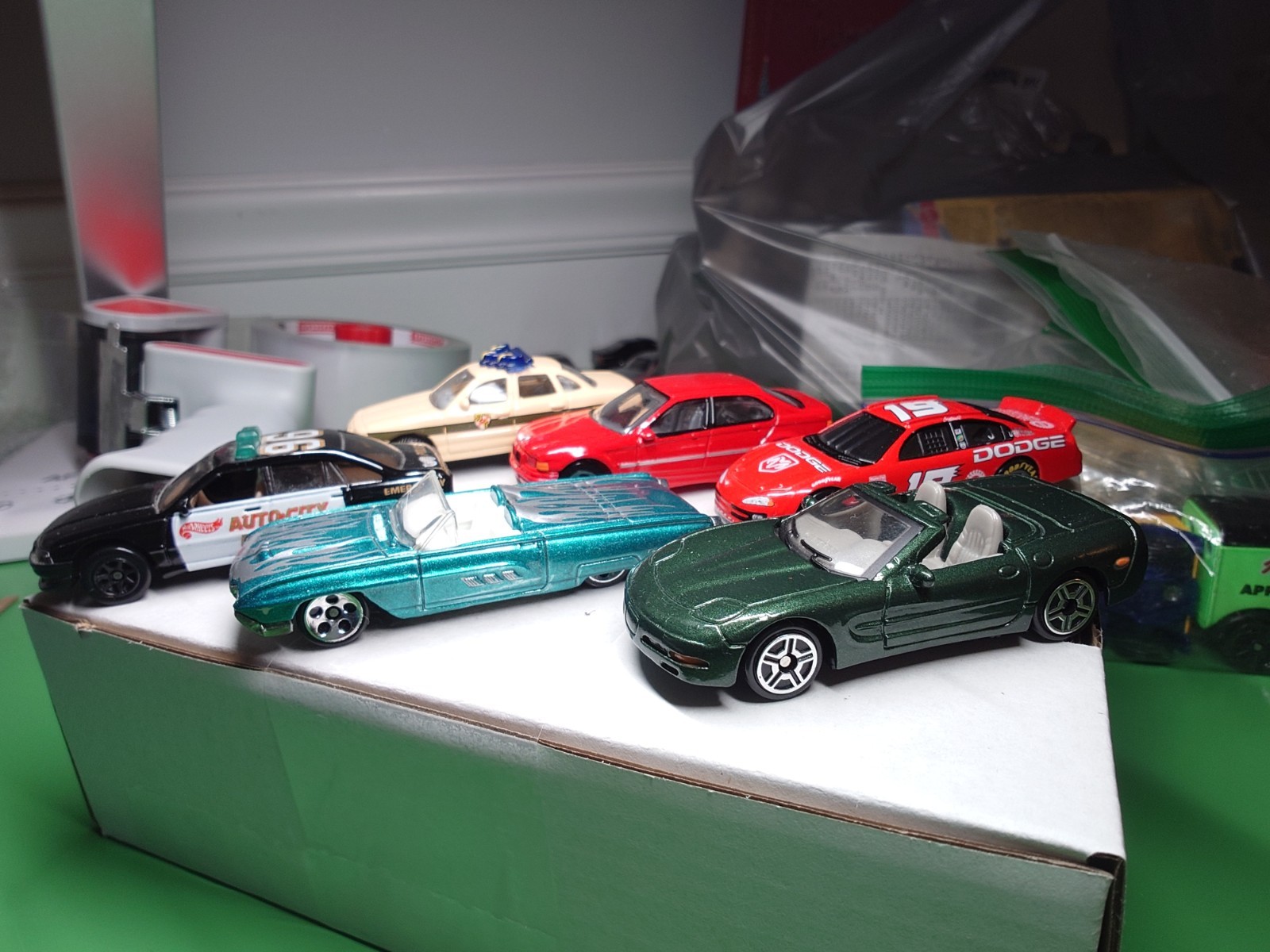 Lot Of 6 Nice Hot Wheels And Other Brand Diecast Cars, Thunderbird, Police, Bmw