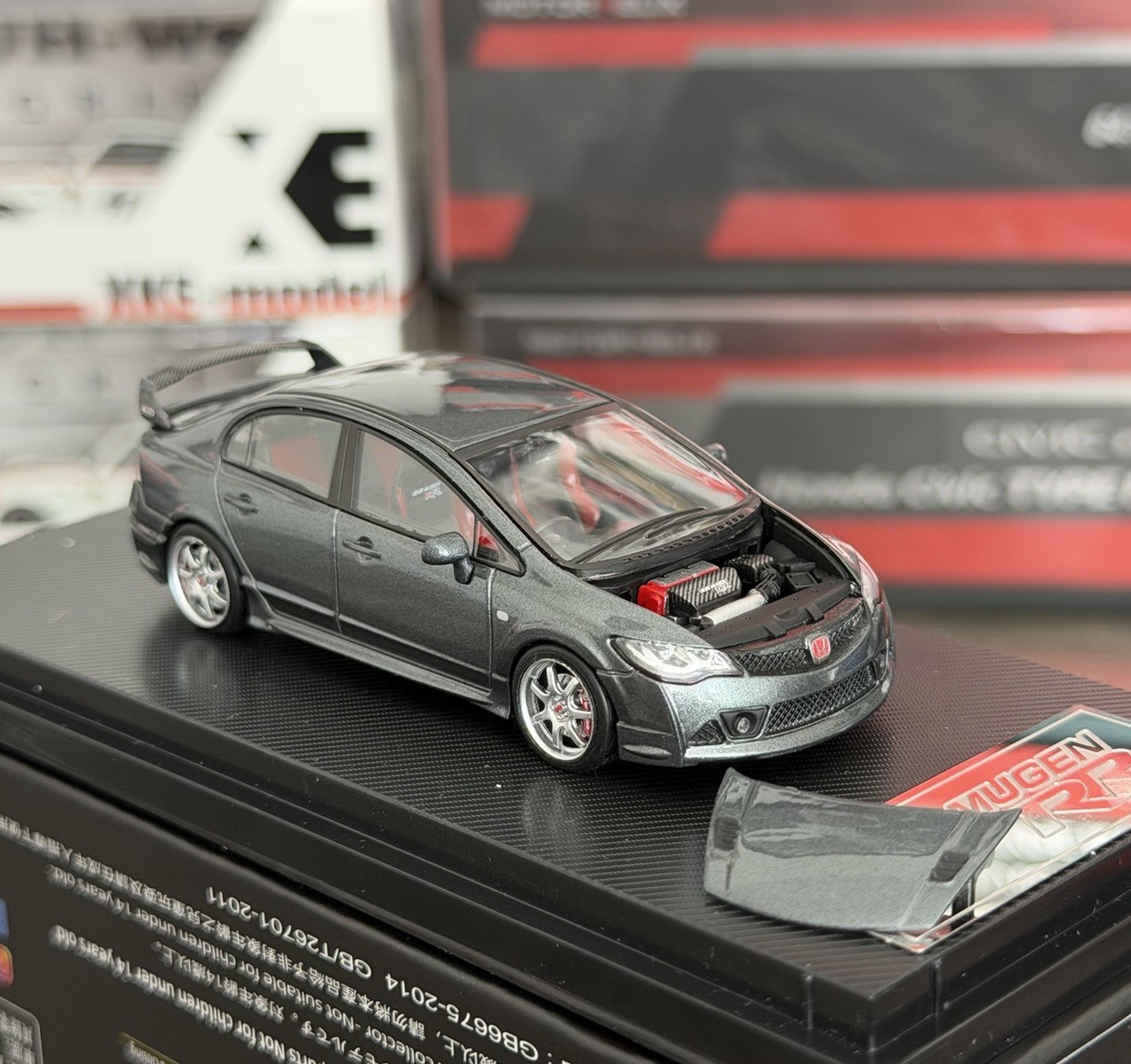 HONDA CIVIC FD2 MUGEN POWER HOOD COMES OFF 1/64 DIECAST CAR BY MICRO TURBO MT