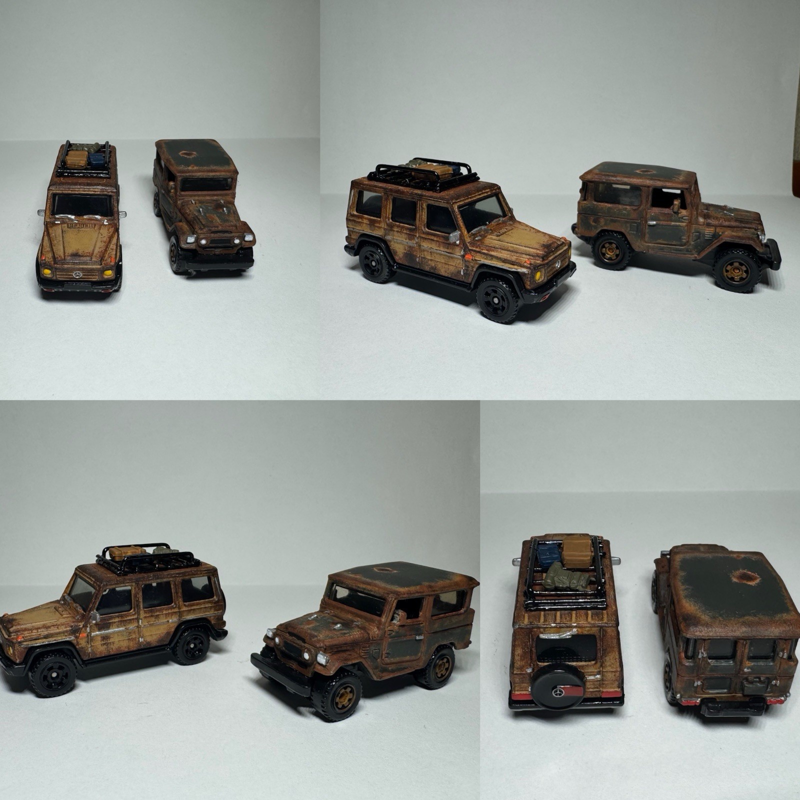 Lot Of (2) Custom Hot Wheels Matchbox Benz Wagon Land Rover Rat Rod Trucks