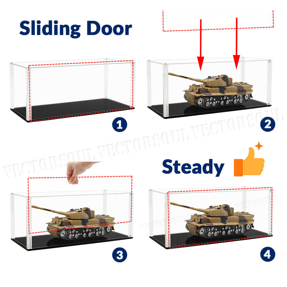 Sliding Door Acrylic Display Case Dustproof Box Action Figure 1/18 Diecast Large