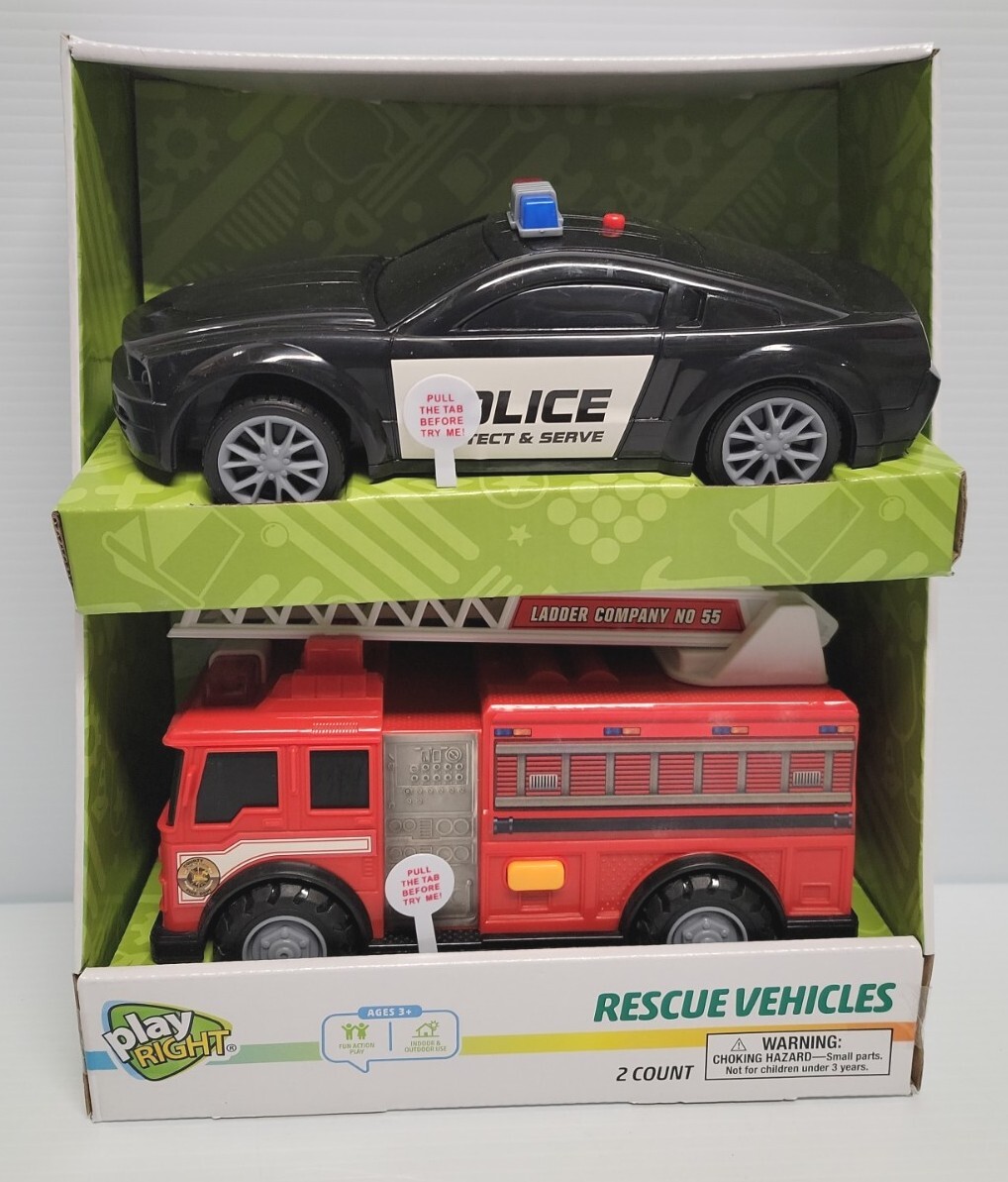 Play Right Rescue Vehicles Kids Toys Police & Fire NEW