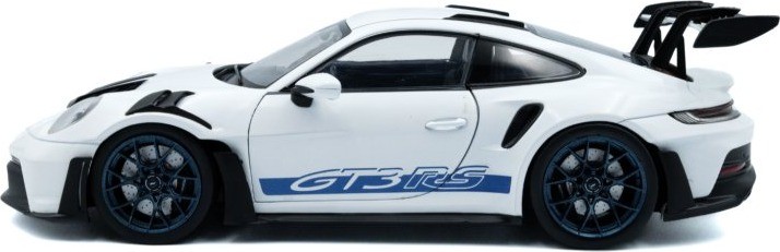 2024 Porsche 911 992 GT3 RS White with Blue Wheels in 1:18 scale by Solido