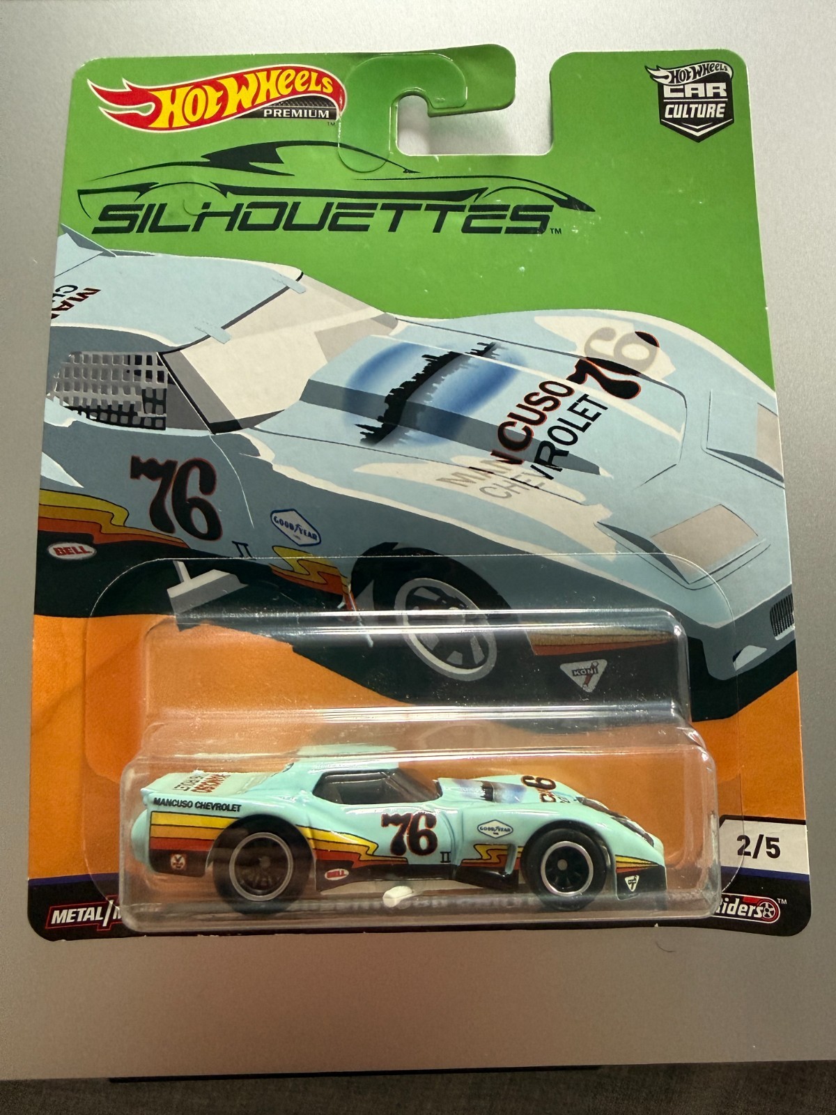 Hot Wheels Car Culture Silhouettes ’76 Greenwood Corvette Premium Real Riders