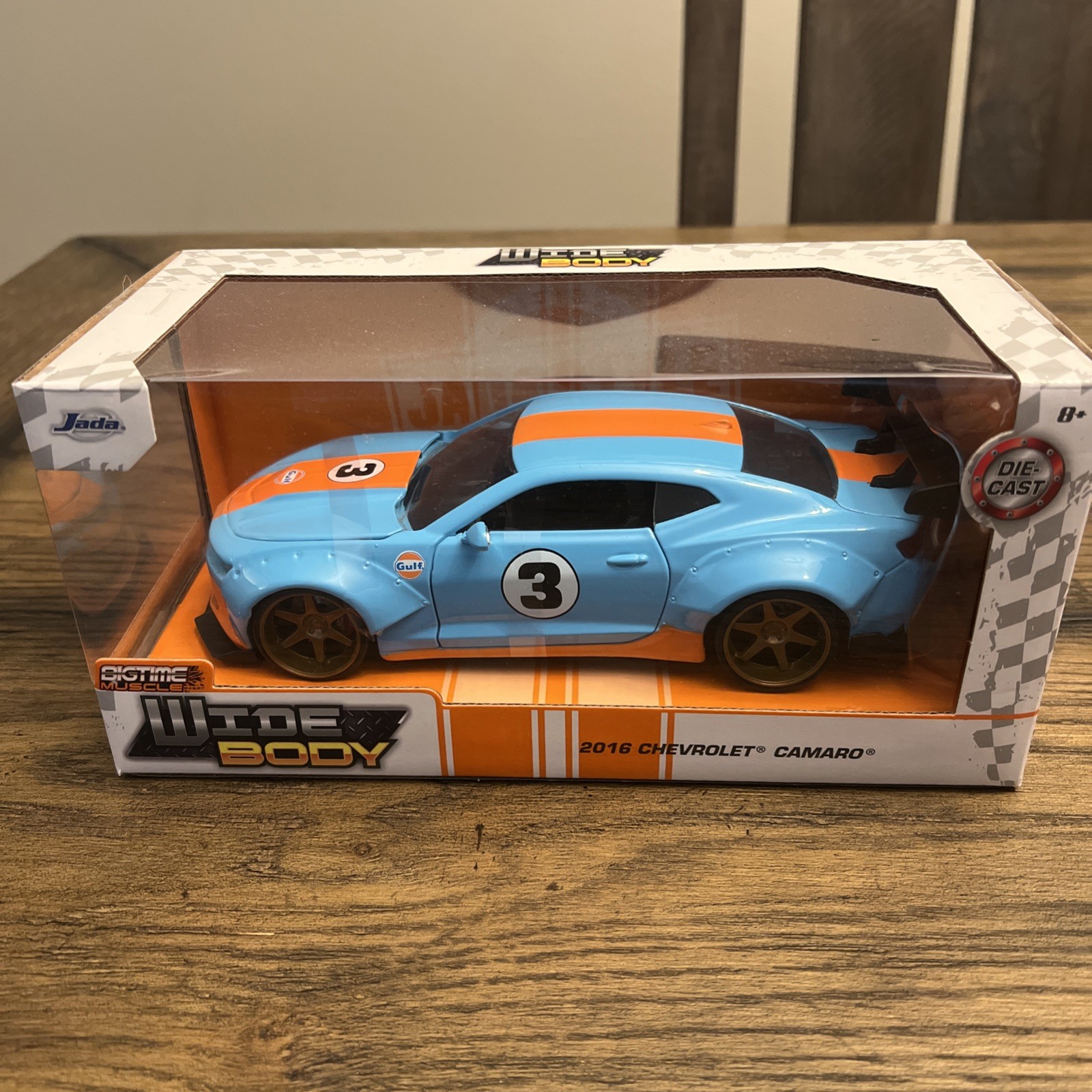 JADA BIGTIME MUSCLE 2016 CHEVROLET CAMARO WIDEBODY 1/24 GULF #3 LIGHT BLUE 35209
