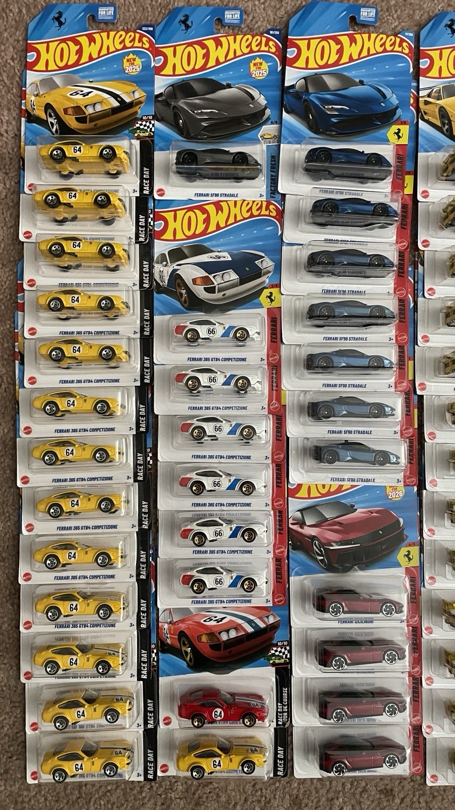 Hot Wheels 1:64 Lot Of 70 FERRARI cars F40, 365 GTB4, 12Cilindri